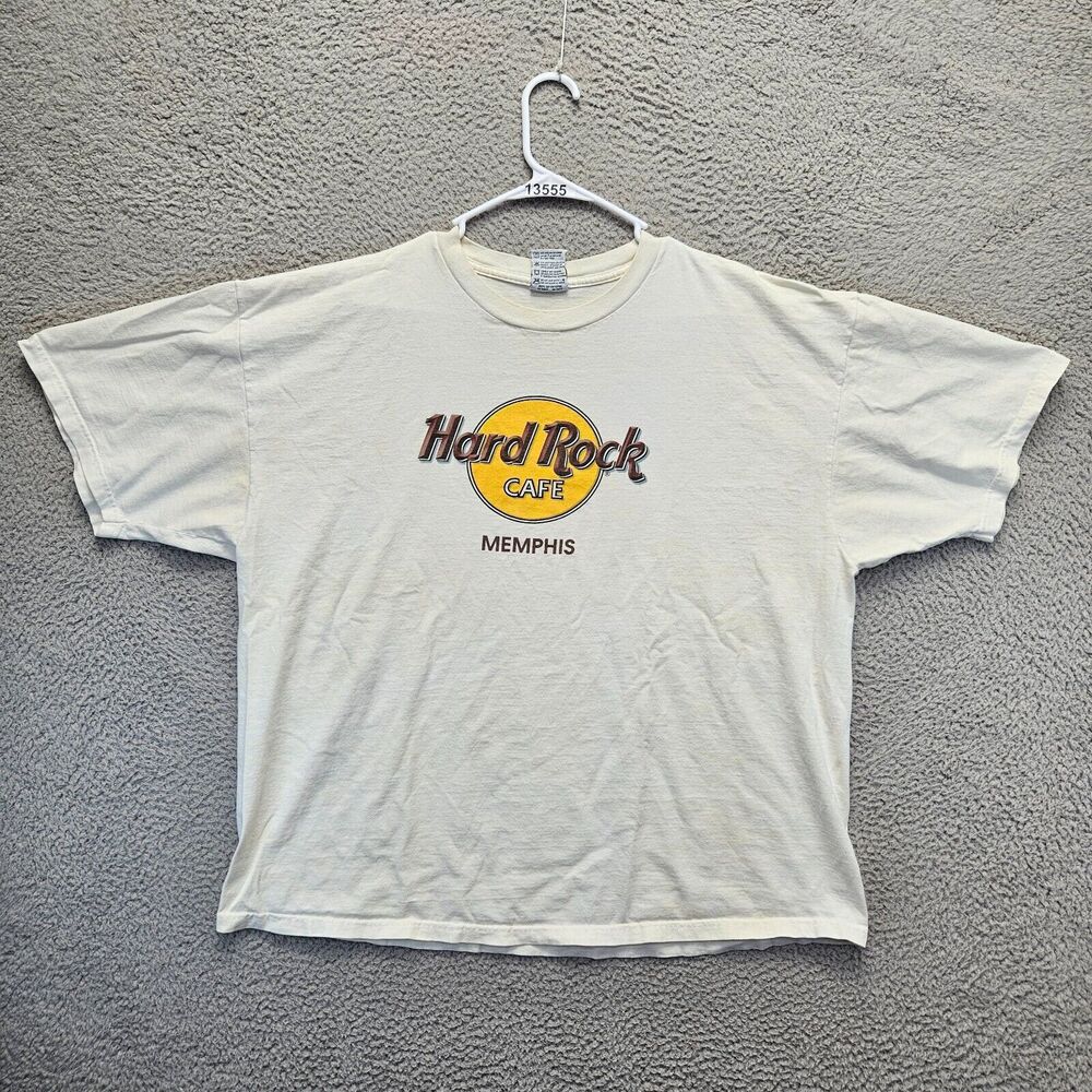 Hard Rock Cafe Memphis T-Shirt Mens 2XL White Logo Tee Short Sleeve‎